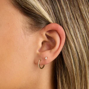 Topaz Pear Piercing Stud in Solid Gold