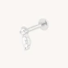 Topaz Teardrop Piercing Stud in Solid White Gold