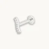 Topaz Wave Piercing Stud 6mm in Solid White Gold
