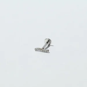 Topaz Wave Piercing Stud 6mm in Solid White Gold
