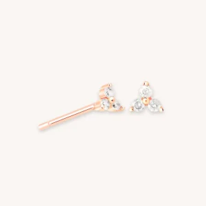 Triple Crystal Stud Earrings in Rose Gold