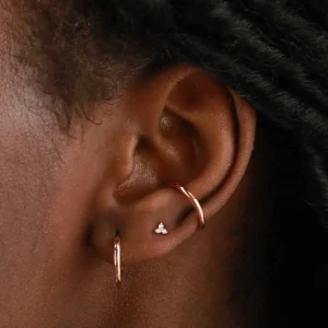 Triple Crystal Stud Earrings in Rose Gold