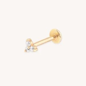 Triple Topaz Piercing Stud 6mm in Solid Gold