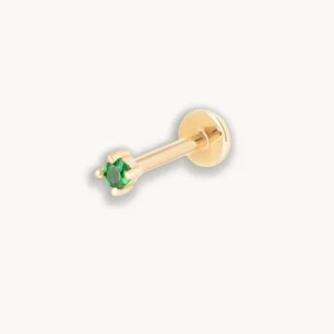Tsavorite Claw Set Piercing Stud in Solid Gold