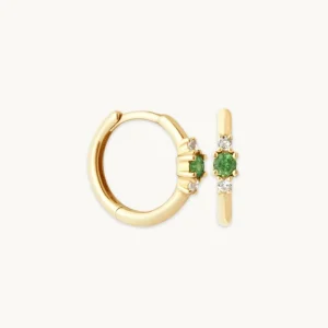 Tsavorite Hoops in Solid Gold