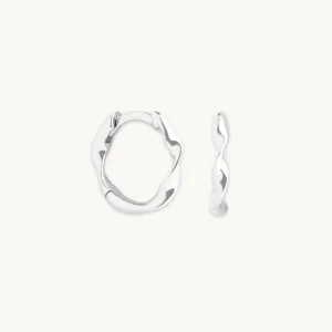 Twist Huggies in Solid White Gold