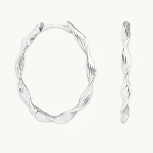 Twist Large Hoops in Silver