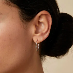 Twist Large Hoops in Solid White Gold