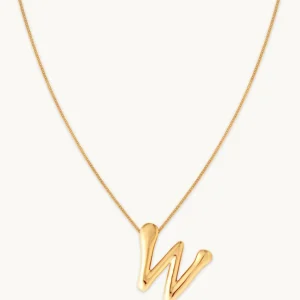 W Initial Bold Pendant Necklace in Gold