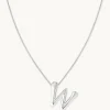 W Initial Bold Pendant Necklace in Silver