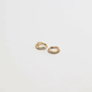 Wave Crystal Huggies in Gold
