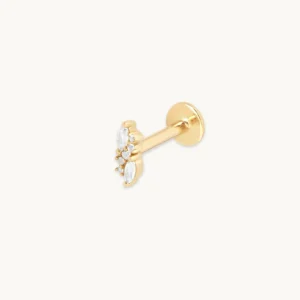 White Topaz Cluster Piercing Stud in Solid Gold