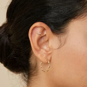 White Topaz Cluster Piercing Stud in Solid Gold