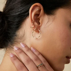 White Topaz Cluster Piercing Stud in Solid Gold