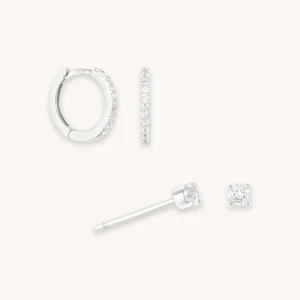 White Topaz Gift Set in Solid White Gold