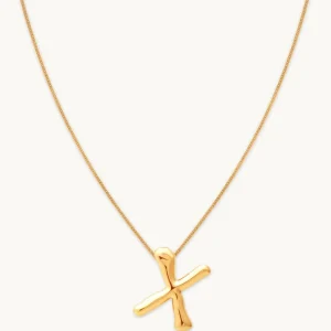 X Initial Bold Pendant Necklace in Gold