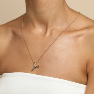 Y Initial Bold Pendant Necklace in Gold