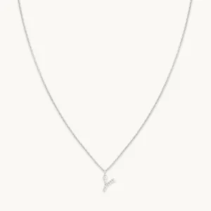 Y Initial Pavé Pendant Necklace in Silver