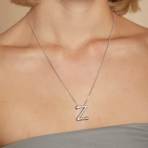 Z Initial Bold Pendant Necklace in Silver