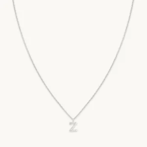 Z Initial Pavé Pendant Necklace in Silver